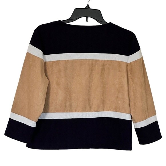 Chico’s Travelers Faux Suede Color Block Cardigan Size Small - Picture 3 of 11